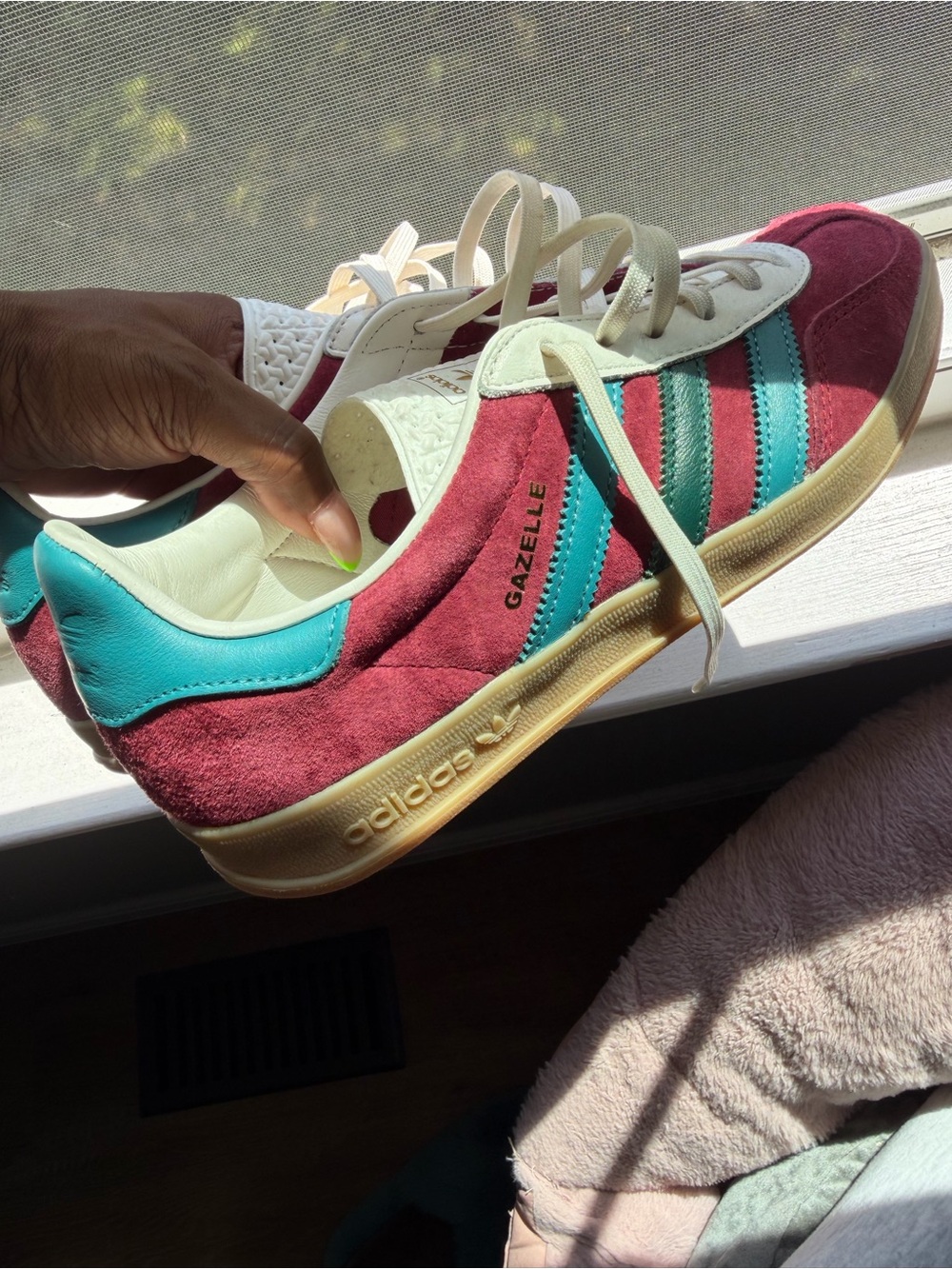 adidas Gazelle Women's Suede Sneakers in Burgundy & Teal
